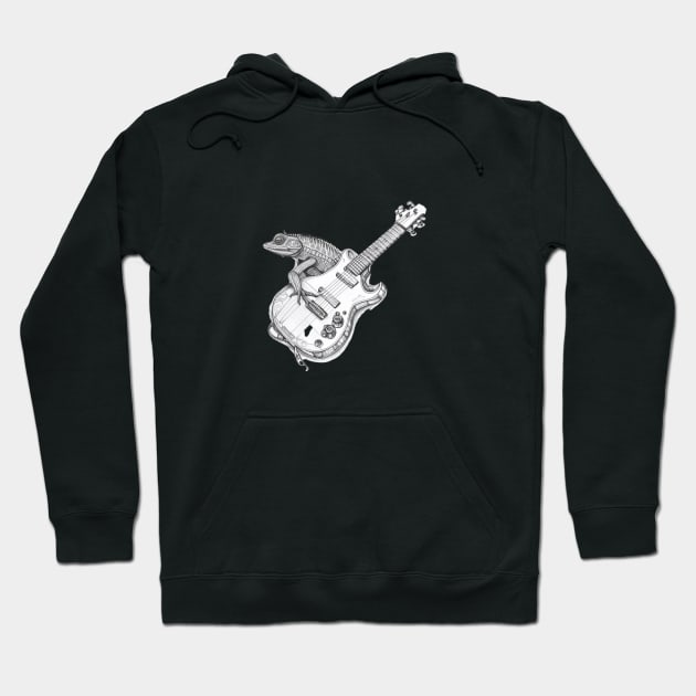 Chameleon plays guitar Hoodie by  art white